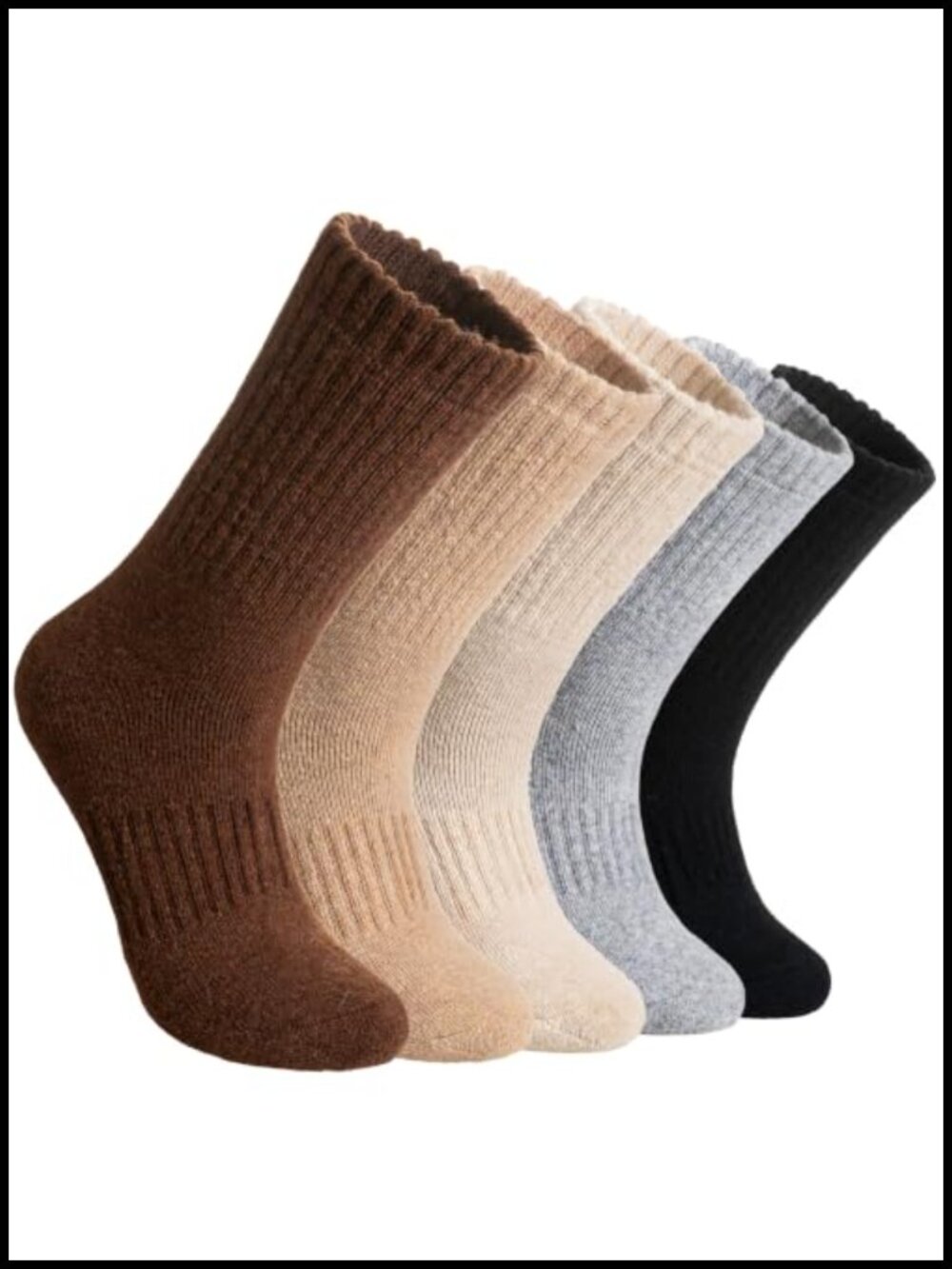 Womens Merino Wool Hiking Crew Socks Thermal Cushioned Arch Support 5 Pairs